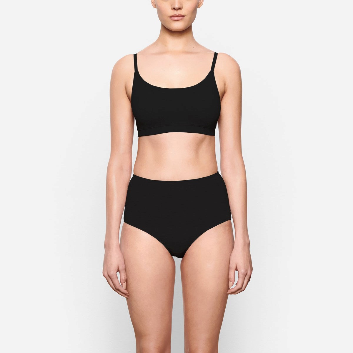 SKIMS Bavlnene Jersey Scoop Bralette Soot | DY8903472