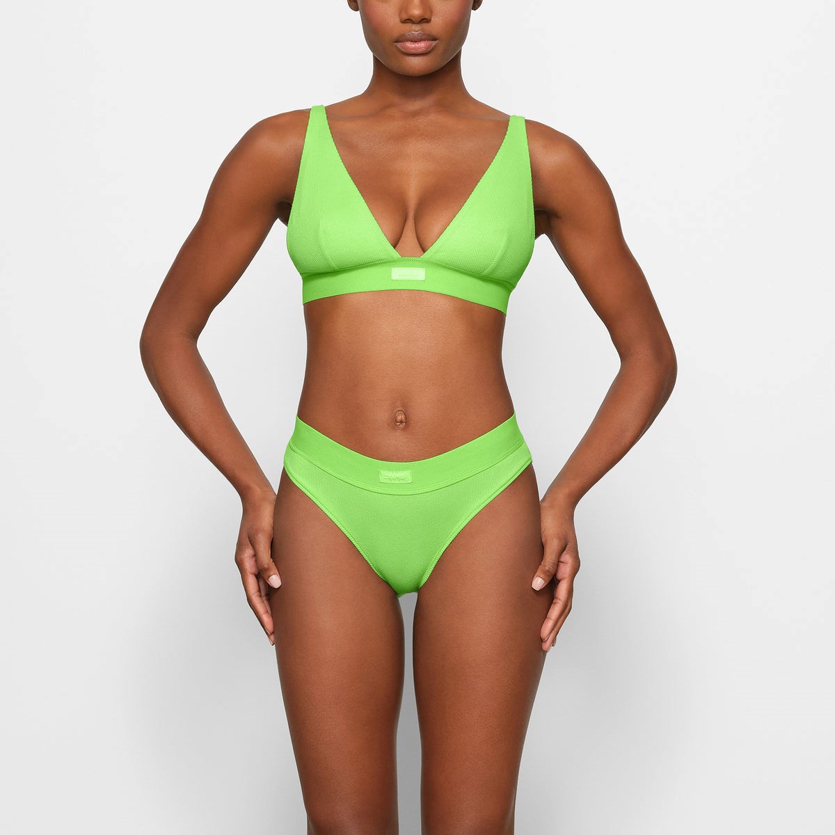 SKIMS Bavlnene Plunge Bralette Zelene | QZ7139264