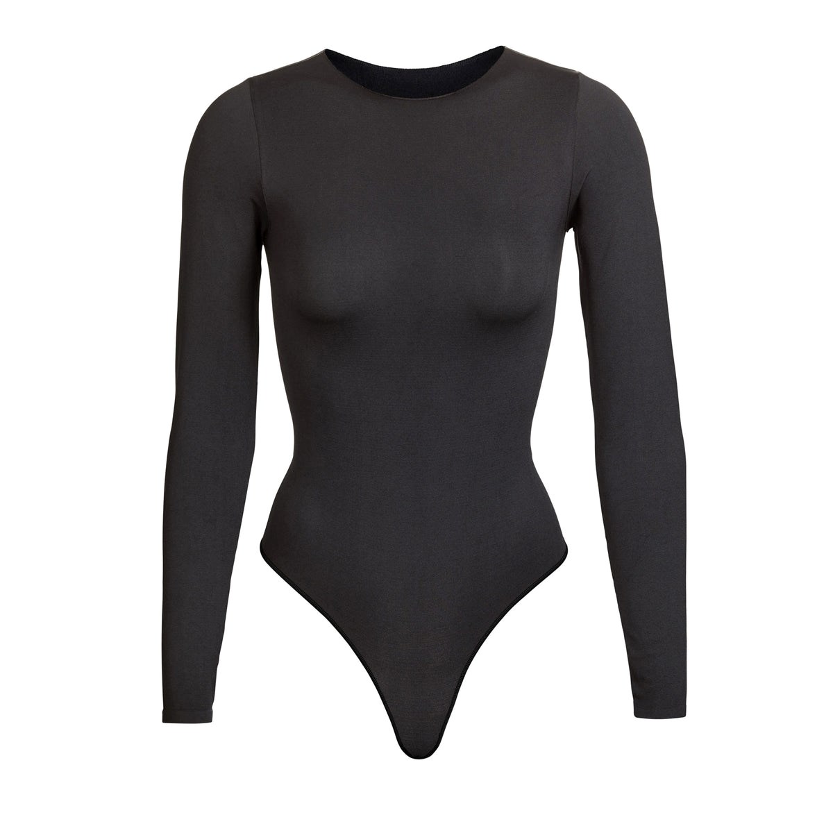 SKIMS Essential Crew Neck Long Sleeve Bodysuit Onyx | FN2315467