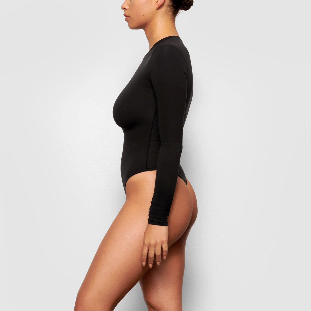 SKIMS Fits Everybody Long Sleeve Crew Neck Bodysuit Onyx | UZ6803754