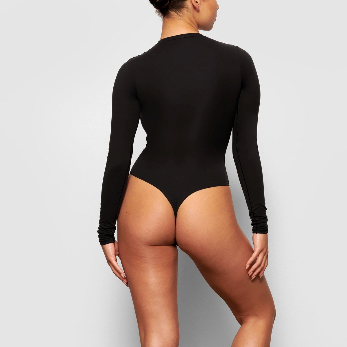 SKIMS Fits Everybody Long Sleeve Crew Neck Bodysuit Onyx | UZ6803754