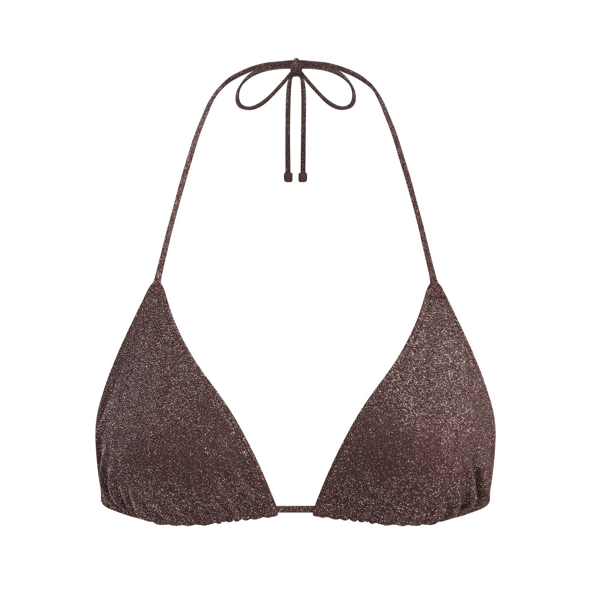 SKIMS Glitter Swim Triangle Tie Bikiny Top Cocoa | UM9125068