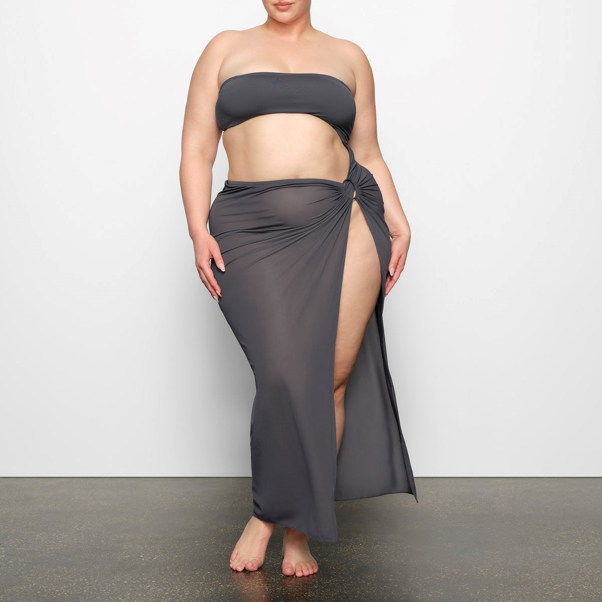 SKIMS Mesh Long Sarong Gunmetal | YT2039716