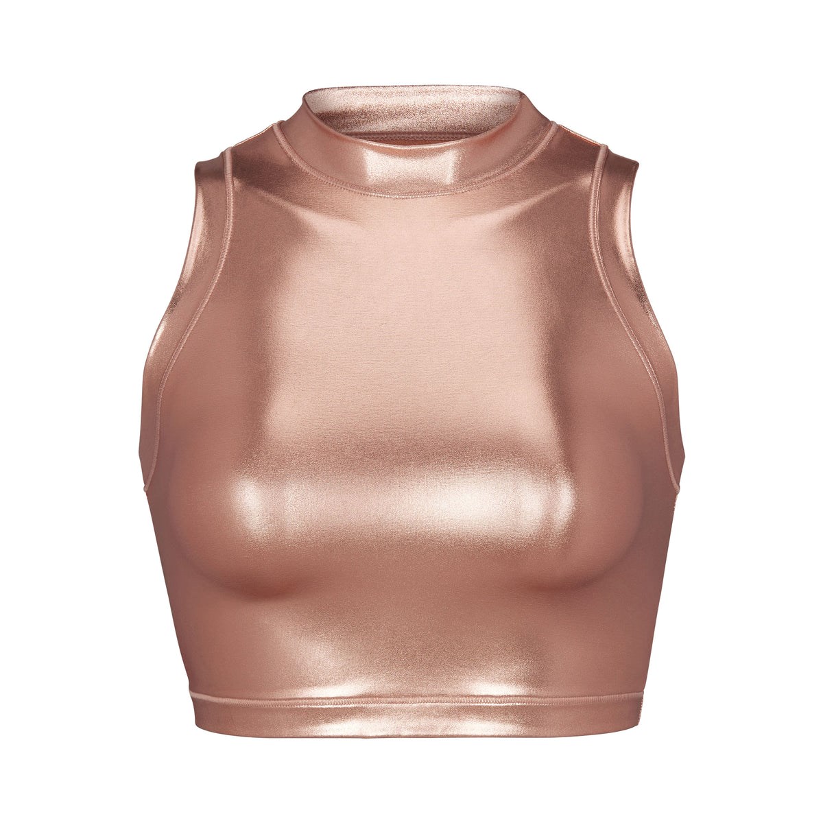 SKIMS Metallic Swim Mock Neck Tank Champagne | YB8654012