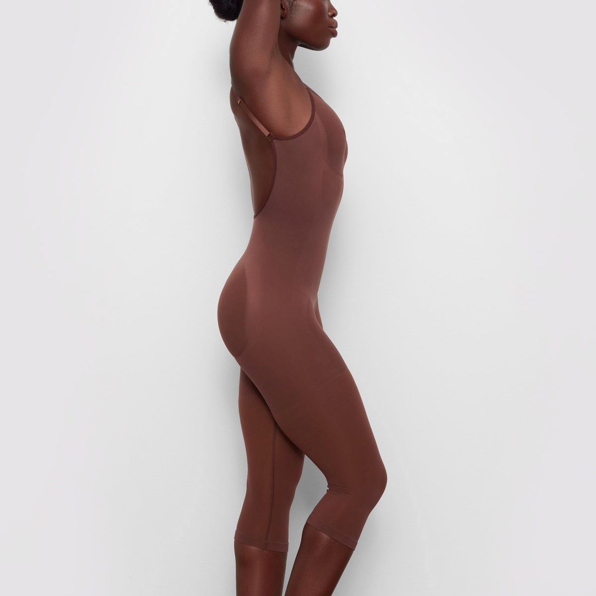 SKIMS Seamless Sculpt Low Back Bodysuit With Hosiery Leg Cocoa | QV7582463