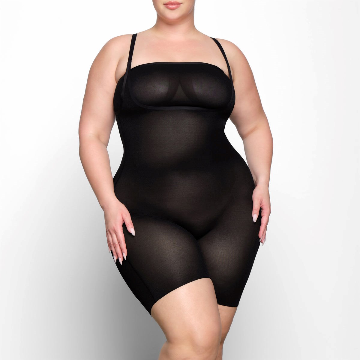 SKIMS Sheer Sculpt Open Bust Bodysuit Onyx | EG3429507