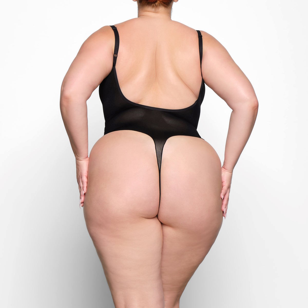 SKIMS Sheer Sculpt Tanga Bodysuit Onyx | SE3792456