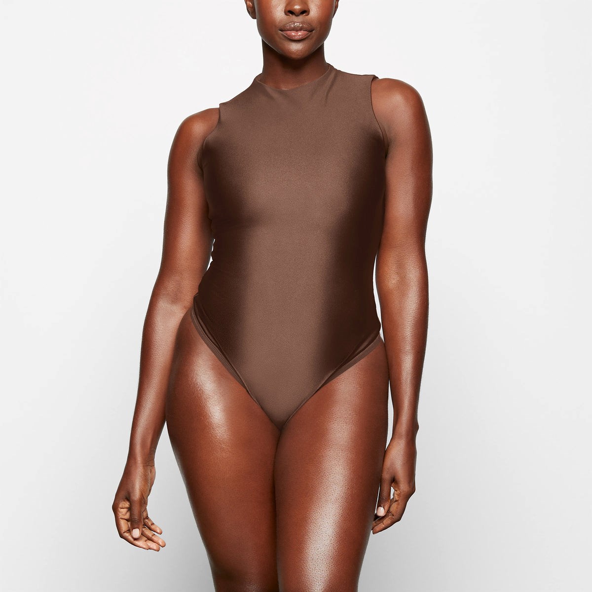 SKIMS Skims Disco Bez Rukavov Mock Neck Bodysuit Cocoa | RU4985261