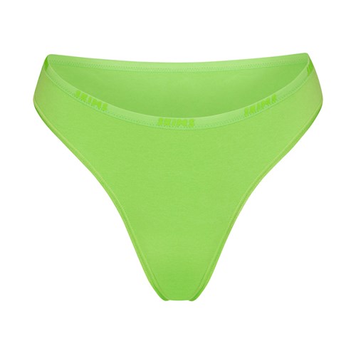 SKIMS Bavlnene Logo High Leg Bikiny Zelene | EJ7365912