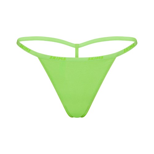 SKIMS Bavlnene Logo String Tanga Zelene | HD4079583