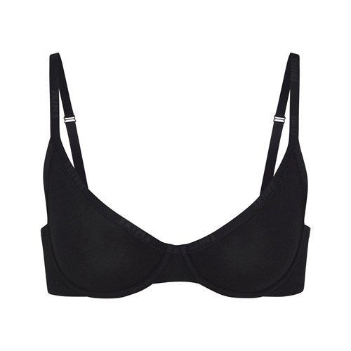 SKIMS Bavlnene Logo Underwire Demi Bra Soot | ZA4269085