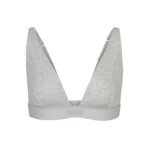 SKIMS Bavlnene Plunge Bralette Svetlo Siva | IS2908754