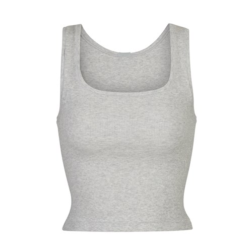 SKIMS Bavlnene Rib Tank Svetlo Siva | RW6179502