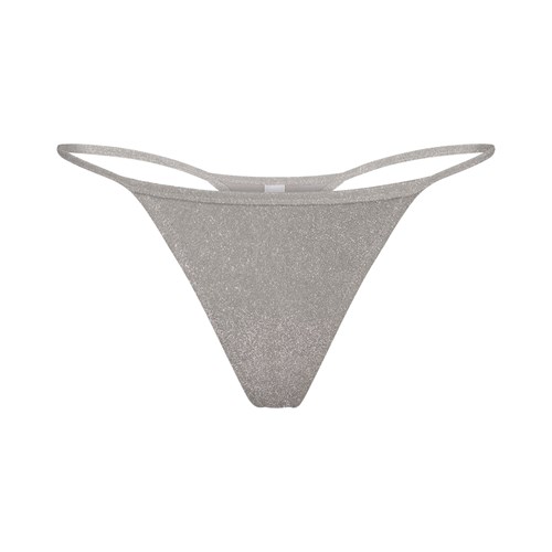 SKIMS Glitter Swim String Tanga Nickel | QN9452073