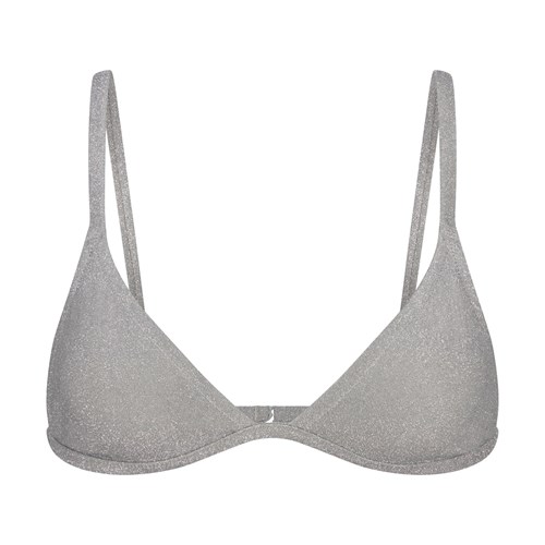 SKIMS Glitter Swim Triangle Bikiny Top Nickel | PF7386502