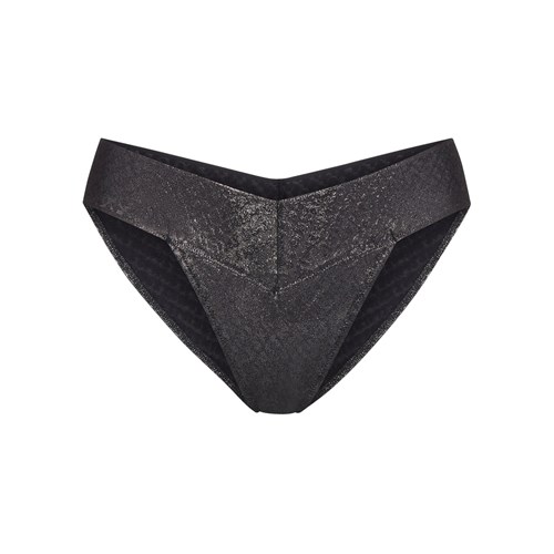 SKIMS Logo Mesh Foil Cheeky Bikiny Onyx | EK3609158