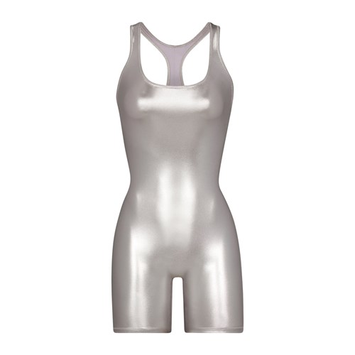 SKIMS Metallic Swim Cycle Suit Nickel | OA6218397