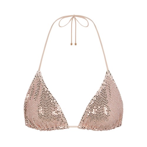 SKIMS Sequin Triangle Bikiny Top Clay | IF0372156