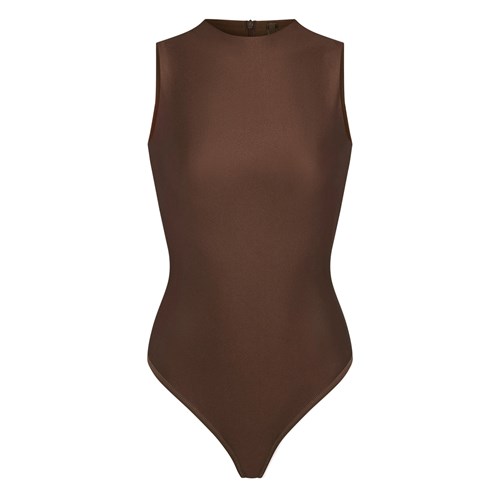 SKIMS Skims Disco Bez Rukavov Mock Neck Bodysuit Cocoa | RU4985261