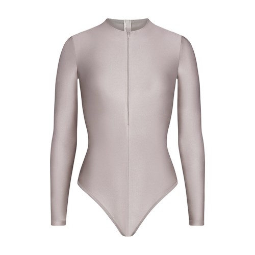 SKIMS Skims Disco Long Sleeve Bodysuit Strieborne | HS8096753