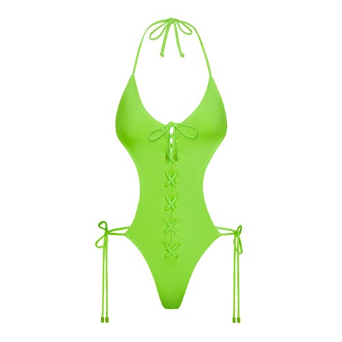 SKIMS Swim Cipkovane Up Monokini Zelene | EC6905871