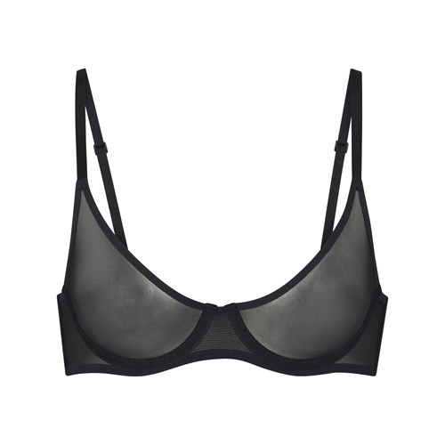 SKIMS Ultra Fine Mesh Underwire Scoop Bra Onyx | JQ7014938